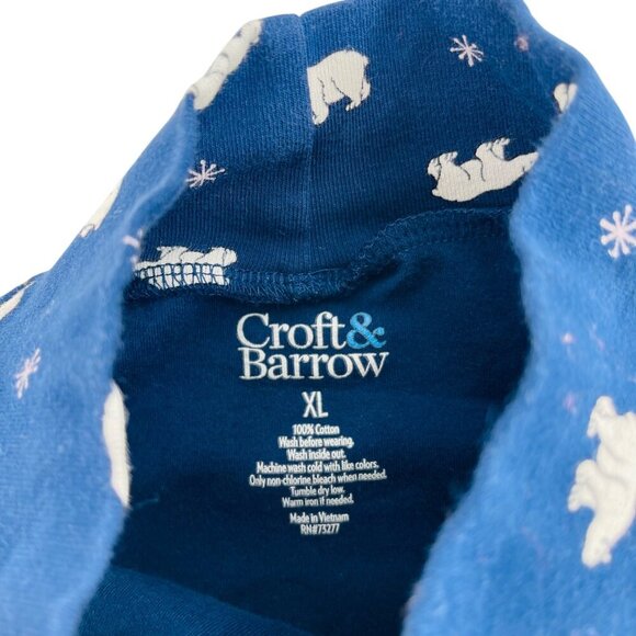 Croft & Barrow XL Blue Polar Bear Print Cotton Long‎ Sleeve Mock Neck Top - Picture 2 of 5